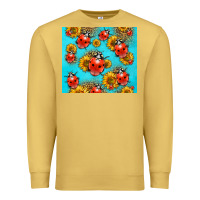 Antique Gold Western Sunflowers Ladybug Premium Sweatshirt - LillyAllenDesigns