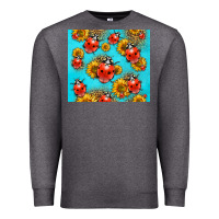 Charcoal Heather Western Sunflowers Ladybug Premium Sweatshirt - LillyAllenDesigns