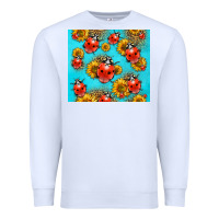 White Western Sunflowers Ladybug Premium Sweatshirt - LillyAllenDesigns