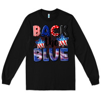 Black Back the blue 4th of july Long Sleeve Tee - CowGirlArtShop