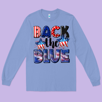 Back The Blue 4th Of July Long Sleeve Tee Designed By Cowgirlartshop
