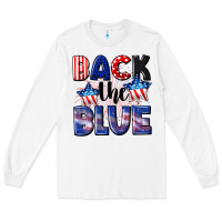 White Back the blue 4th of july Long Sleeve Tee - CowGirlArtShop