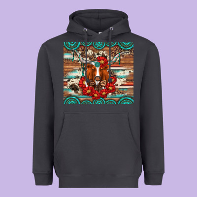 Longhorn With Gemstone Heavyweight Hoodie Designed By Artiststas