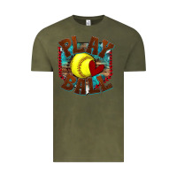 Vintage Olive play ball softball Vintage Tee - texasbilliewilder