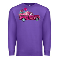Purple valentine's day pink truck Premium Sweatshirt - BarkalooDesign