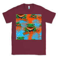 Burgundy funny frogs seamless pattern Classic Tee - HRA Design Shop
