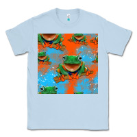 Dusty Blue funny frogs seamless pattern Classic Tee - HRA Design Shop
