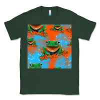 Sports Green funny frogs seamless pattern Classic Tee - HRA Design Shop