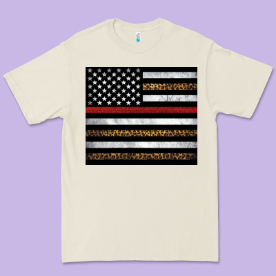 Thin Red Line American Flag Leopard Premium Tee Designed By Artiststas