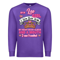 Purple As A Leo Girl I Was Born With My Heart On My Sleeve And A Mouth Premium Sweatshirt - Jasminsmagicworld