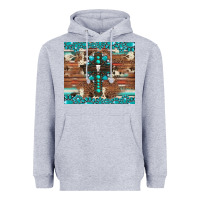 Heather Grey gemstone and cross with cowhide Heavyweight Hoodie - Artiststas