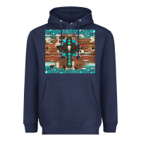 Navy gemstone and cross with cowhide Heavyweight Hoodie - Artiststas