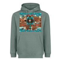 Sage gemstone and cross with cowhide Heavyweight Hoodie - Artiststas