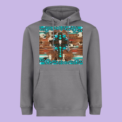 Gemstone And Cross With Cowhide Heavyweight Hoodie Designed By Artiststas