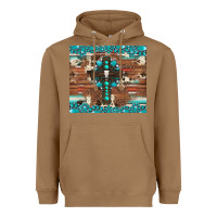 Toasted Coconut gemstone and cross with cowhide Heavyweight Hoodie - Artiststas