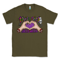 Army Green this girl loves halloween Classic Tee - CowhideDigitalArt