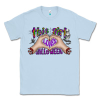 Dusty Blue this girl loves halloween Classic Tee - CowhideDigitalArt