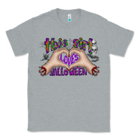 Heather Grey this girl loves halloween Classic Tee - CowhideDigitalArt