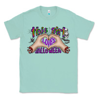 Seafoam this girl loves halloween Classic Tee - CowhideDigitalArt