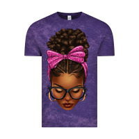 Cloud Purple afro messy bun pink leopard bow Vintage Tee - texasbilliewilder