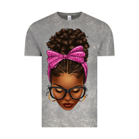 Cloud Rock afro messy bun pink leopard bow Vintage Tee - texasbilliewilder