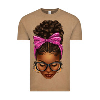Vintage Coffee afro messy bun pink leopard bow Vintage Tee - texasbilliewilder