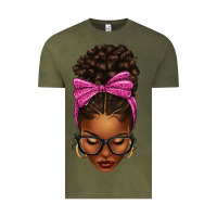 Vintage Olive afro messy bun pink leopard bow Vintage Tee - texasbilliewilder