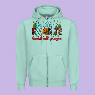 Santa S Favorite Basketball Player Zipper Hoodie Designed By Jahusdesignshop