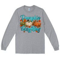 Heather Grey pumpkin everything Long Sleeve Tee - HRA Design Shop