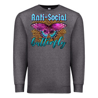 Charcoal Heather Western Anti-Social Butterfly Premium Sweatshirt - LillyAllenDesigns