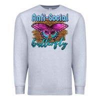 Heather Grey Western Anti-Social Butterfly Premium Sweatshirt - LillyAllenDesigns