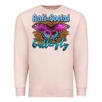 Pale Pink Western Anti-Social Butterfly Premium Sweatshirt - LillyAllenDesigns