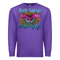 Purple Western Anti-Social Butterfly Premium Sweatshirt - LillyAllenDesigns