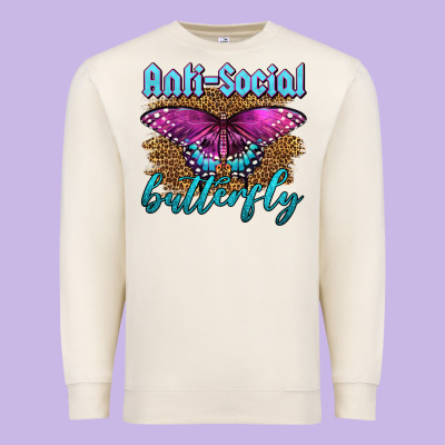 Western Anti-social Butterfly Premium Sweatshirt Designed By Lillyallendesigns