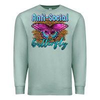 Seafoam Western Anti-Social Butterfly Premium Sweatshirt - LillyAllenDesigns