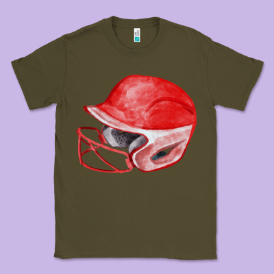 Red Softball Helmet Fa Element Classic Tee Designed By Fadigitalartstudio