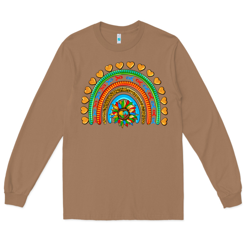 Autism Heart Ribbon Rainbow Long Sleeve Tee by AdoDesignShop | Teevron