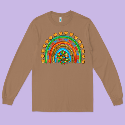Autism Heart Ribbon Rainbow Long Sleeve Tee Designed By Adodesignshop