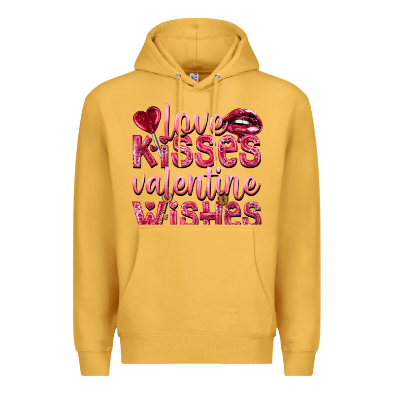 Love Kisses Valentine Wishes Premium Hoodie by NancyCooperArtShop | Teevron