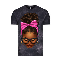 Cloud Black afro messy bun pink bow Vintage Tee - texasbilliewilder