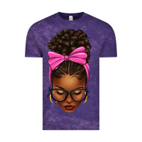 Cloud Purple afro messy bun pink bow Vintage Tee - texasbilliewilder