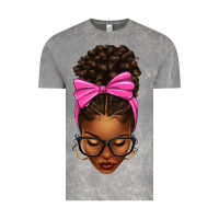 Cloud Rock afro messy bun pink bow Vintage Tee - texasbilliewilder
