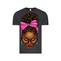 Vintage Black afro messy bun pink bow Vintage Tee - texasbilliewilder
