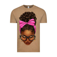 Vintage Coffee afro messy bun pink bow Vintage Tee - texasbilliewilder