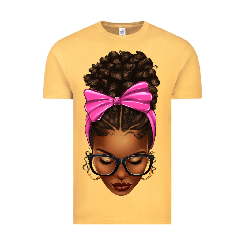 Afro Messy Bun Pink Bow Vintage Tee by texasbilliewilder | Teevron