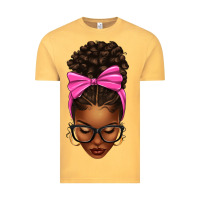Vintage Mustard afro messy bun pink bow Vintage Tee - texasbilliewilder