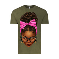 Vintage Olive afro messy bun pink bow Vintage Tee - texasbilliewilder