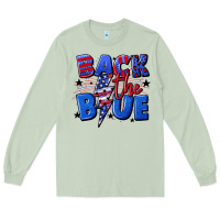 Matcha Back the blue with lightning bolt 4th of july Long Sleeve Tee - CowGirlArtShop