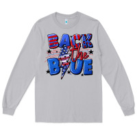 Moon Dust Back the blue with lightning bolt 4th of july Long Sleeve Tee - CowGirlArtShop