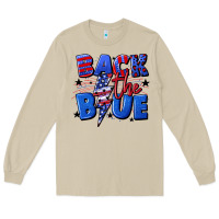 Mushroom Back the blue with lightning bolt 4th of july Long Sleeve Tee - CowGirlArtShop